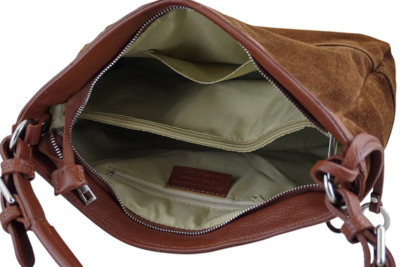 Torebka damska hobo skórzana Barberini's 1002-6 brązowa