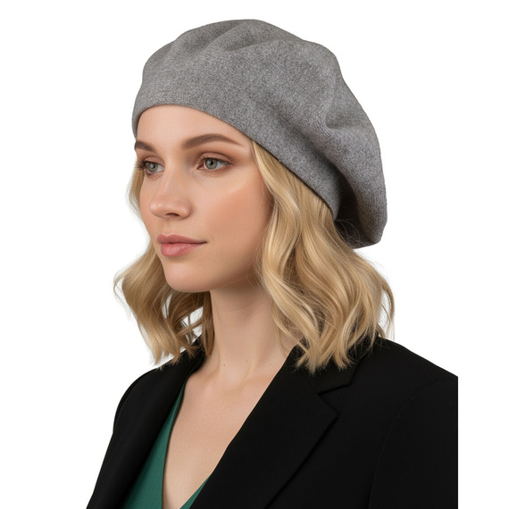 Beret damski z akrylu Rovicky BER-A10 szary