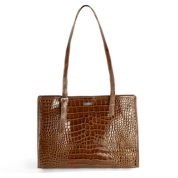 Torebka damska shopper skórzana Solier FL55 brązowa