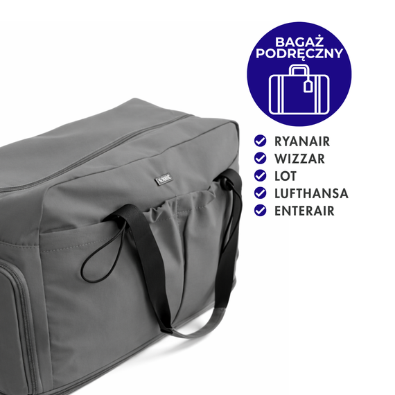 Torba sportowa damska z tkaniny Solier SM06 szara