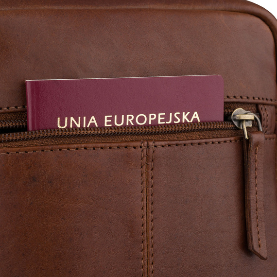Listonoszka męska miejska skórzana Peterson 710E brązowa
