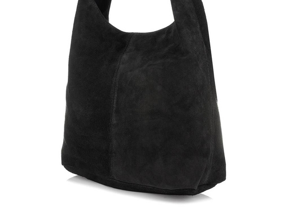 Torebka worek damska zamszowa Vera Pelle U35 ciemnozielona