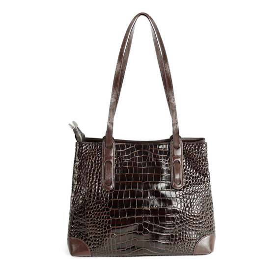 Torebka damska shopper skórzana Solier FL56 brązowa