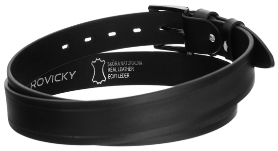 Pasek męski z klamrą skórzany Rovicky PRS-01-G czarny