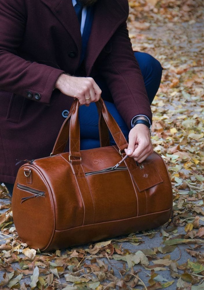 Torba podróżna męska skórzana Solier SL19 vintage brązowa