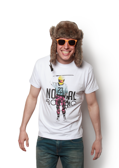Koszulka Normal = Boring z motocyklistą 3gibbons.com biała