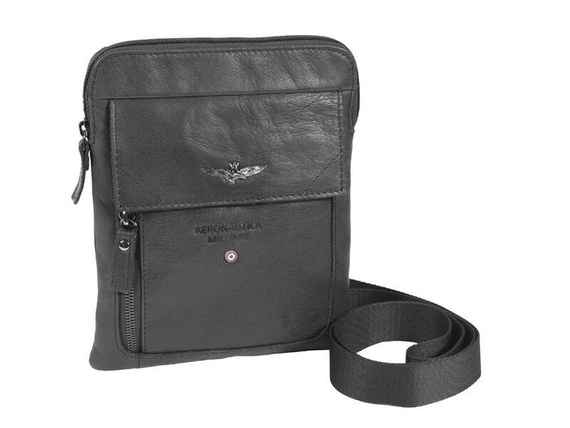 Torba na ramię skórzana Aeronautica Militare AM-301 czarna
