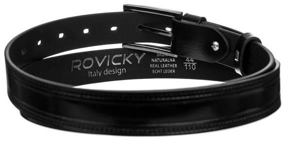 Pasek męski z klamrą skórzany Rovicky PLW-R-7 czarny
