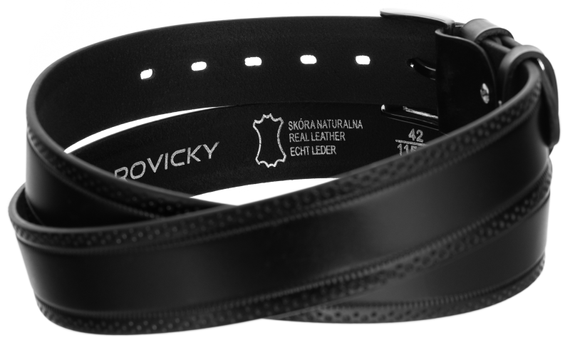 Pasek męski z klamrą skórzany Rovicky PRS-07-G czarny