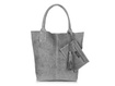 Torebka damska shopper zamszowa Vera Pelle L82 szara