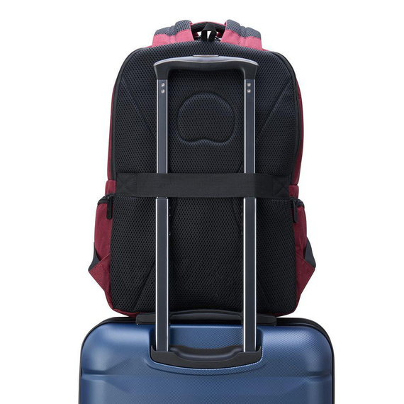 Plecak na laptopa z poliestru Delsey Element bordowy