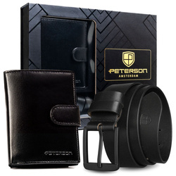 Zestaw prezentowy męski skórzany Peterson 1542L-HK czarny