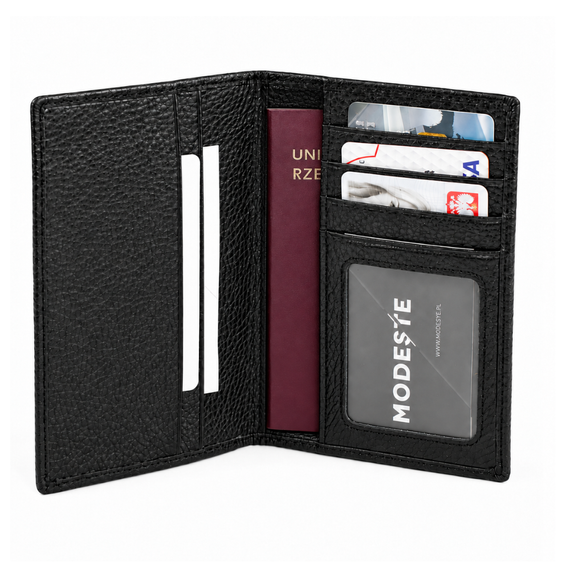 Etui na paszport skórzane Solier SW41 czarne