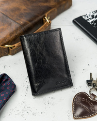 Etui na karty męskie skórzane Rovicky N1912-RVTK czarne