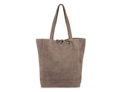 Torebka worek damska zamszowa Vera Pelle W18 taupe