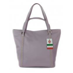Torebka damska shopper skórzana Vera Pelle WM555WR liliowa