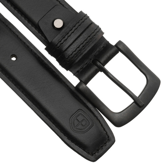 Pasek męski z klamrą skórzany Peterson LTP-32 czarny