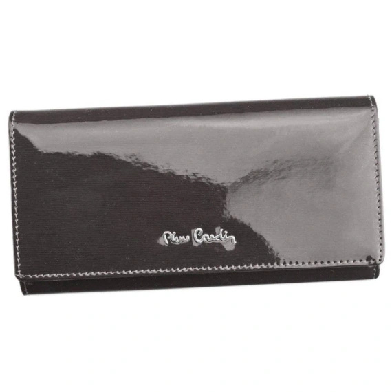 Skórzany lakierowany portfel damski szary — Pierre Cardin 05 LINE