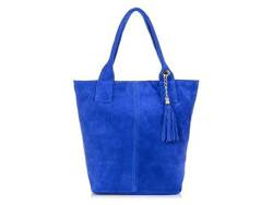Torebka damska shopper zamszowa Vera Pelle L82 chabrowa