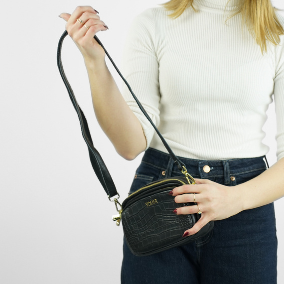 Torebka damska crossbody skórzana Solier FL59 czarna