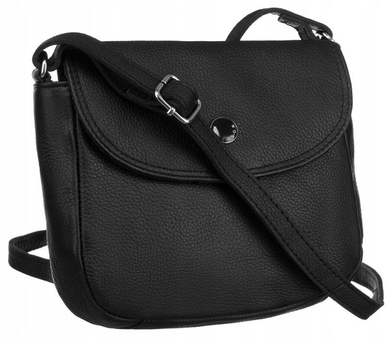 Elegancka skórzana mała listonoszka damska czarna - Peterson 17571-FTS