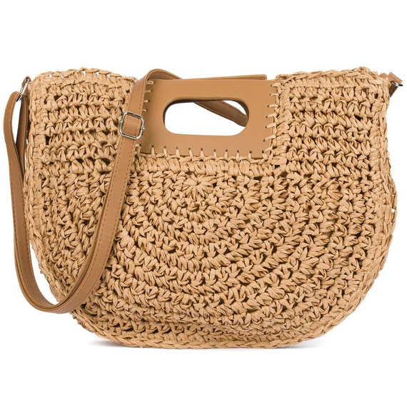 Torebka damska na lato boho koszyk listonoszka beżowa - Tor-pa-17beige