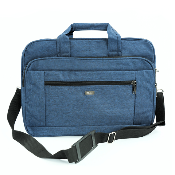 Torba na laptopa męska z tkaniny Solier SM02 granatowa