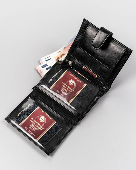 Elegancki skórzany portfel męski z zapięciem Peterson PTN 1549Z 2-1-1 BL