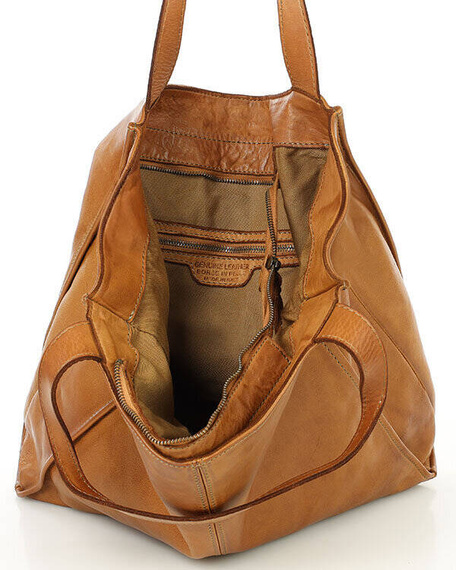 Skórzana torebka damska miejski shopper bag camel - MARCO MAZZINI v102f