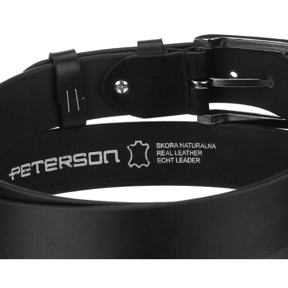 Pasek męski z klamrą skórzany Peterson PS01-BGL czarny