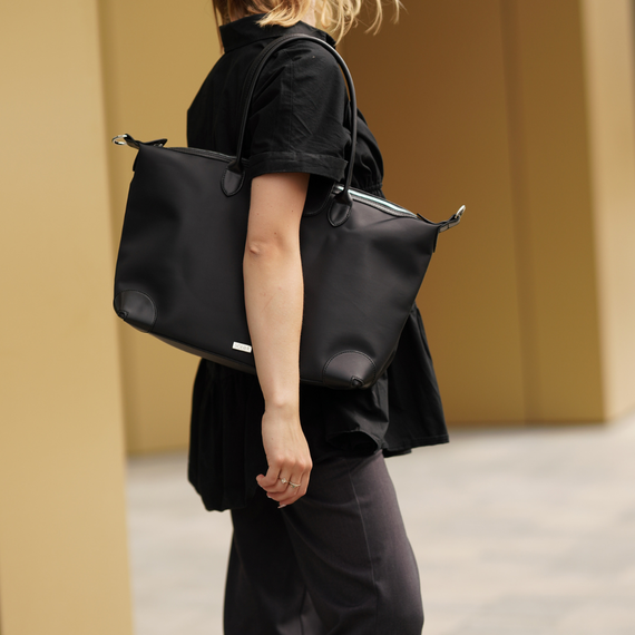 Torebka damska shopper nylonowa Solier FB48 czarna