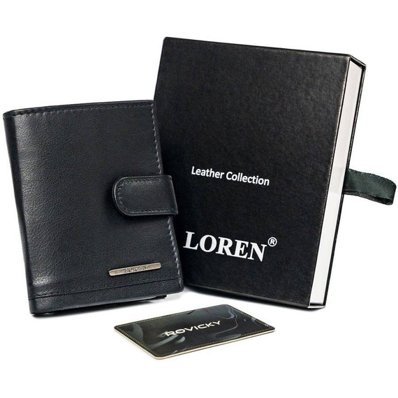 Etui na karty męskie skórzane Loren GRM-70-05 czarne