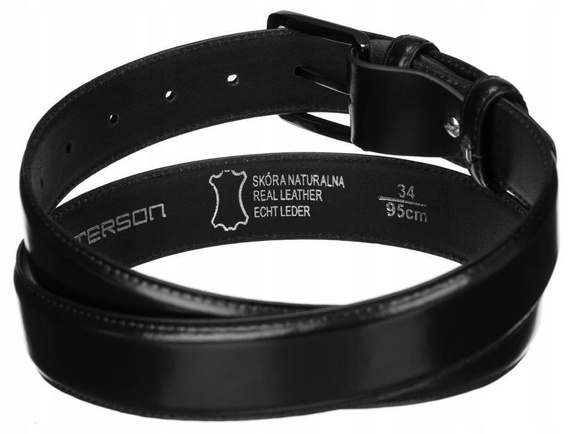 Pasek męski szeroki skórzany Peterson PM-14 czarny